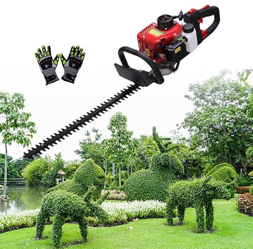 WEIMILOR Cortasetos a Gasolina de 2 Tiempos y 23,66 CC, 1600 W, 2600 RPM, Grado Comercial, Cuchilla autoafilable de 61 cm (30% de Ahorro de Combustible), Mango antivibración