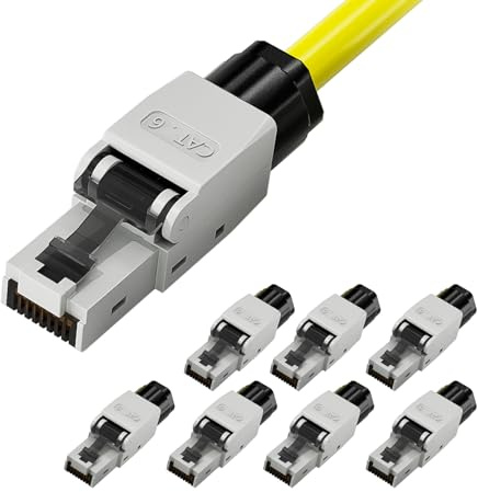 LEENUE RJ45-kontakt verktygslös Cat6, 1 Gbit/s 250 MHz nätverkskontakt verktygslös POE för Cat6 Cat5E Cat5 läggningskabel, Lan Plug Cat 6 verktygslös, återanvändbar, 8 stycken