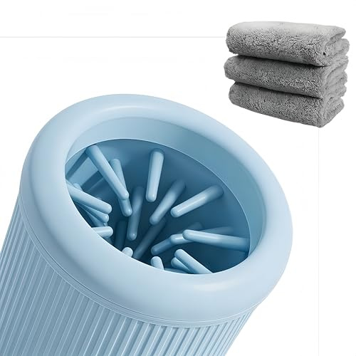 PetFizz Dog Paw Cleaner for Dogs, Pet Paw Cleaner with 3 Absorbent Towels, Dog Foot Cleaning Machine Size L