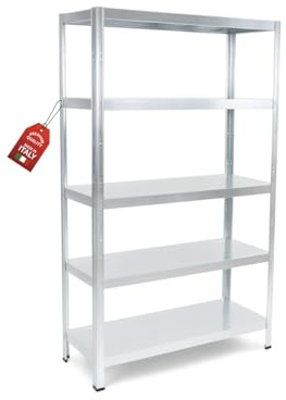 MOHOME Scaffale Metallo 5 Ripiani Premium Quality 100x40x185 cm Made in Italy 70 Kg a Ripiano Organizzazione Montaggio a Incastro Garage Dispensa Officina Cucina Ristorante Carico Pesante