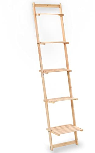 Mhdvray Scaffale a scala in legno di cedro, 41,5 x 30 x 176 cm, stabile scaffale da parete per piante e decorazioni, scaffale a gradini salvaspazio per soggiorno