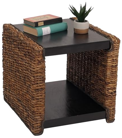 Mendler Tavolino poggiapiedi Lucca Rattan 49x49x47cm Intreccio di banano