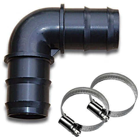 Winkel Ø38mm 90° Schlauchverbinder Schlauchtülle für Schlauch Ø 38mm + 2 V2A W4 Schlauchschellen - z.b. für Pool Teich Garten