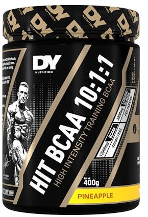 DY Nutrition HIT BCAA 10:1:1 (Pineapple) with L-Citrulline Malate, Beta Alanine + 12g of Branch Chain Amino Acids 400g Powder, 20 Servings - Optimal Pump & Performance | Non Stim Pre & Intra Workout