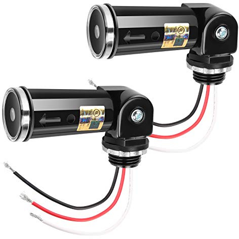 2-Pack, Dusk to Dawn/Day Night Sensor, Photoelectric Switch, Photo Cell Sensor, 110V/120V/220V/240V Input, UL Listed, IP65 Water-Resistant, Photocell for Outdoor Light