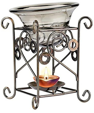 Eisen Ölbrenner, Deer Shape Ölbrenner, Eisenkerzenhalter mit Glasschale für Spa Yoga Wohnzimmer Büro Home Decoration, Ofen Kerzenbrenner Aromatherapie Ätherische Öllampe