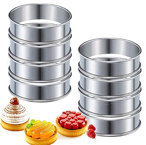 Liseng Lot de 8 anneaux ronds à muffins de 10,4 cm en acier inoxydable, outil de cuisson pour cuisine maison