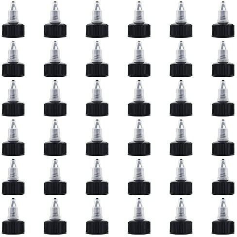 OLYCRAFT 36pcs Squeeze Bottle Cap 24/410 Natural Twist Top Caps Black Replacement Caps Twist Top Cap Bottle Dispensing Lid Bottles Lid Replacement Caps for Squeeze Glue Bottles Dispensing Lids