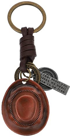 VALICLUD Junge Hut Schlüsselring Leder Keychain Handmade Schlüssel Halter Heavy Duty Schlüssel Kette Auto Schlüssel Zubehör für Geschenke Souvenirs