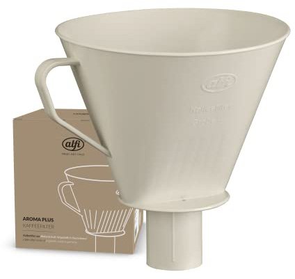 alfi Aroma Plus, Oatmeal Beige, Filtro de café de plástico para Papel tamaño 4, infusión de café filtrado Directamente en la Jarra, con pitorro, con asa, para lavavajillas, sin BPA