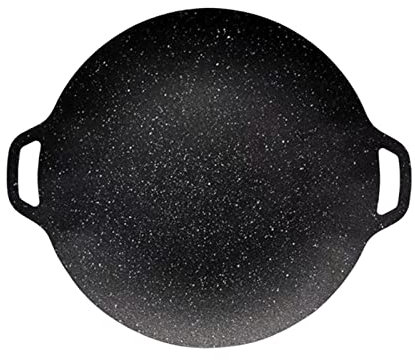 MagiDeal Barbecue coréen Gril poêle en Fonte Cuisson Viande poêle pour ménage Teppanyaki extérieur, 34cm