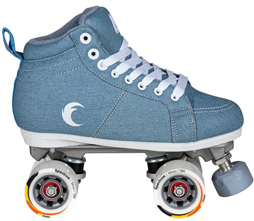 Chaya Rollschuhe Denim - Roller Skates für Damen und Herren im Retro-Look für Roller-Disco - Roll-Schuhe in Denim-Blau