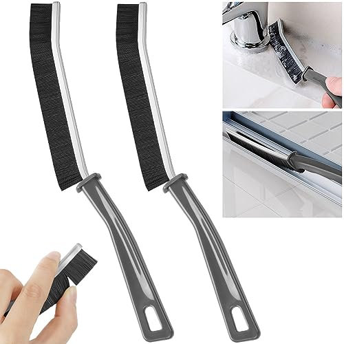 Vicloon Cepillo de limpieza de hendiduras, 2 unidades, cepillo de limpieza de esquinas rígido, cepillo multifuncional para limpieza de juntas para cocina, baño, huecos, esquinas, espacios pequeños