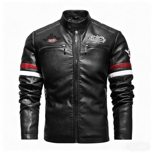 YXYSZZ Motorcycle Jacket Men Biker Motorbike Coat Zip Up Windbreaker Protective Gear(3XL,Z2906bk)