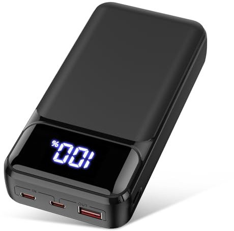 Batería Externa Carga Rapida 24000mAh Power Bank USB C con PD 22.5W 3 Salida y 2 Entrada Cargador Movil Portatil de Gran Capacidad Compatible con Linterna para iPhone Samsung iPad Tablet etc