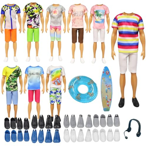 Lot de 19 vêtements et accessoires, vêtements de poupée pour enfant, 4 décontractés, 4 pantalons, 4 chaussures, 3 accessoires