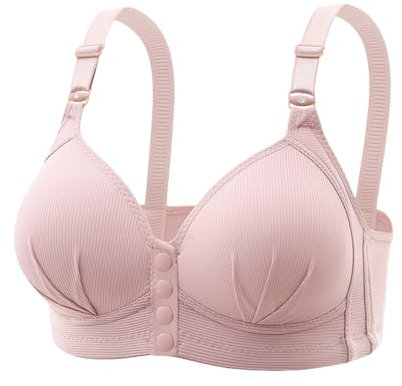 RGDIDG Middle-Aged große Größe Frontschnalle Stillen Unterwäsche ohne Stahlring Geraffte Seite Sammlung dünne Tasse Knopf Tank Top BH