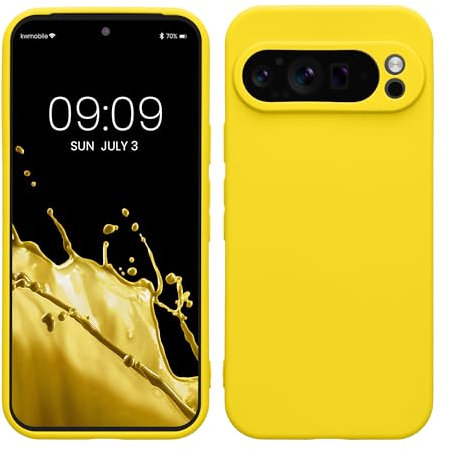 kwmobile Case Compatible with Google Pixel 9 Pro Case - Protective Slim TPU Phone Cover - Soft Matte Finish - Radiant Yellow