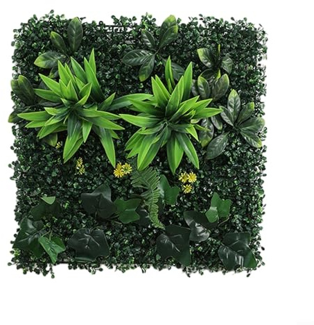 Paredes de plantas artificiales, paneles de pared de flores artificiales, 50 x 50 cm, tapete de seto de vegetación para decoración de interiores y exteriores (C)