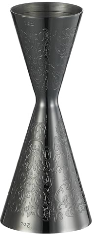 Cocktail Geek Double Cocktail Jigger Slim Style Measuring Jigger with Etched Pattern (Gunmetal Black Spirit)
