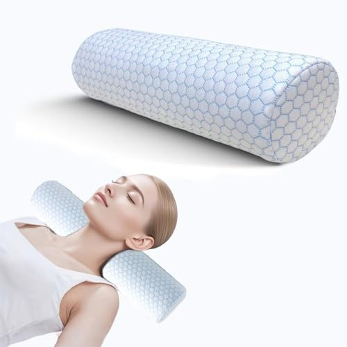 Edomi Neck Roll Pillow for Sleeping - Cooling Yoga Cervical Cylinder with Washable Cover, Memory Foam Support for Pain Relief, Soft Tube Back Cushion for Bed & Couch, 18X4 inch