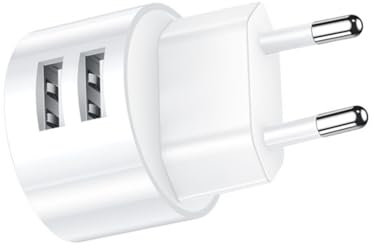 Leloco USB Steckdosenadapter - USB Netzteil Flach 2 Ports Mehrfach Ladegerät, 5V 2,1A, kompatibel mit IP44 Steckdosen und Kabeltrommeln, für Smartphones/Tablets/MP3-MP4 Player/eBooks/Navi/etc.