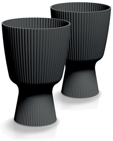Tymar Macetero con cubremacetas, 2 unidades, forma redonda (DBMIS gris, diámetro de 15 cm)