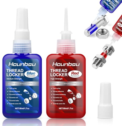 Thread Lock- 100ml Thread Lock Medium & High Strength, Locktight Threadlock, Universal Thread Locker Adhesive for Nuts, Bolts, Metal Fasteners, Prevent Loosening, Seal & Anti-Corrosion(50ml+50ml)
