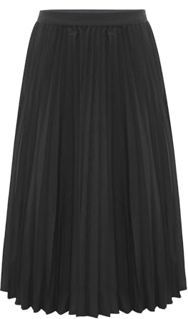 TiaoBug Jupe Longue Plissée Enfant Fille Jupes d'uniforme Scolaire Taille Élastique A-Ligne Robe Mariage Demoiselle d'honneur Jupes de Soirée Décontractées 5-15 Ans Noir 11-12 Ans