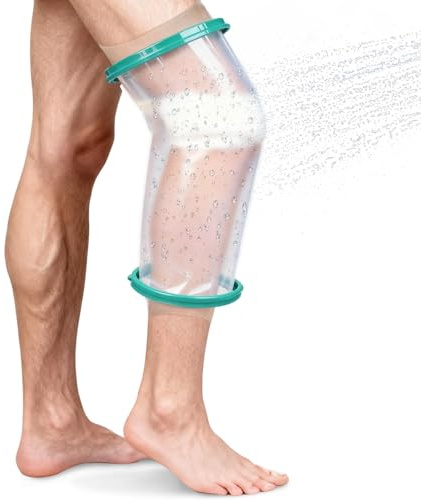LuxeLavish Protector Escayola Rodilla Adulto,Funda Rodilla para Ducha,Cubierta de yeso impermeable con anillo de sellado,Protector impermeable para vendajes,Cubierta reutilizable de rodilla de yeso