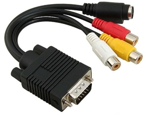 Hoement Vga to Rca and S-video Adapter Cable Converter Copper PVC for Laptop Desktop with Tv-out Vga Cards Compatible with Series and Above