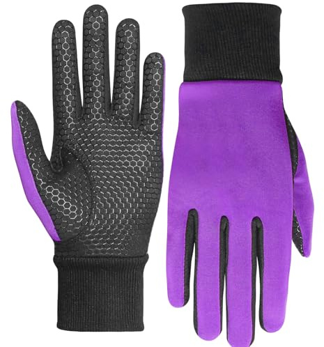 AXKAL Women's Winter Golf Gloves Thermal 1-Pair With Non-Slip Silicone Grip Palm, Warm Gloves Windproof Back & Elastic Cuff For Driving Range Swing Training Outdoors Sports (Purple, M)