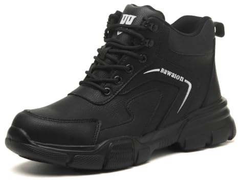 Bawalon Chaussures de Sécurité Hommes Femmes Montante, Imperméable Bottines de Sécurité avec Embout en Acier Légère Antidérapant Bottines de Travail