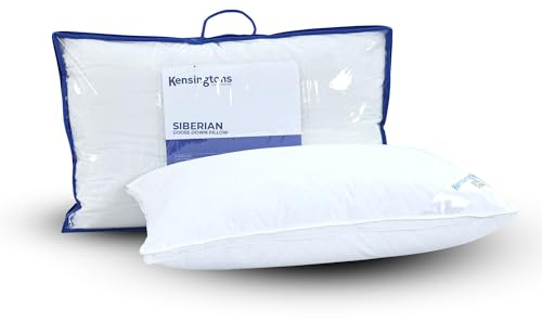 Kensingtons Siberian Goose Down Pillow, White, Goose Down, 48x74cm, 500 Thread Count Egyptian Cotton Cover, Hypoallergenic, Medium Soft, Hotel Quality 19 x 29 (Pack of 1)