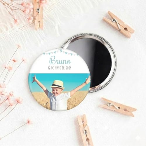 Bodapix Pack 15 Espejos de Bolsillo Personalizados para Invitados | Detalles Originales para Boda, Comunión y Bautizo | Regalo Recuerdo con Nombre y Fecha