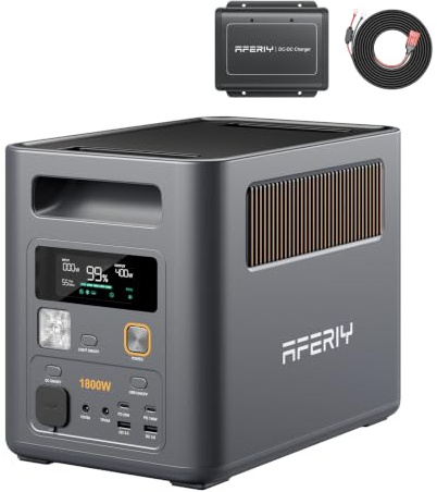 AFERIY P180Pro Portable Power Station with Alternator Charger，Expandable to 5120wh, Fast Charging 0-90% in 60 Minutes, LiFePO4 Portable Battery with UPS, BMS, Solar Power Station for Camping, Home