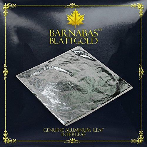 Barnabas Blattgold Silver Leaf [100 Sheets, 6.3 Inch] - Imitation Loose Silver Foil Sheets for Painting, Arts and Crafts