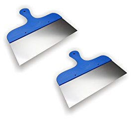 2er Set DEWEPRO® Breitspachtel - Flächenspachtel - Malerspachtel mit Kunststoff-Griff und Edelstahlklinge - 250x90mm - Maurerspachtel