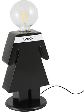 Homemania Pantone by 7002-9005-KZPN Lampe EVA, Schreibtisch, Nachttisch, Schwarz, Weiß aus Holz, 15 x 16 x 26 cm, 1 x E27, max. 100 W, Maße: L 15 x T 16 x A26 cm, 1,15 kg