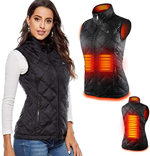 KENANLAN Gilet riscaldato da donna 3 velocità di controllo della temperatura invernale giacca riscaldata per esterni moto campeggio pesca sci, Nero , M