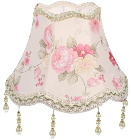 ERINGOGO Pantalla De Lámpara Vintage Con Flecos Y Cuentas Para Lámpara De Mesa E27 De 9.84X9.84X7.28 Pulgadas Cubierta Decorativa Europea Para Dormitorio Hogar Hotel