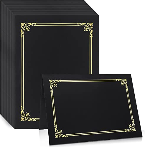 Sherr 60 Pcs Certificate Holders Certificate Covers Folders Diploma Holders with Gold Foil Border for Letter Size 8.5 x 11 Inches Diploma, Documents, Awards, Paper, Letter, Graduation(Black)