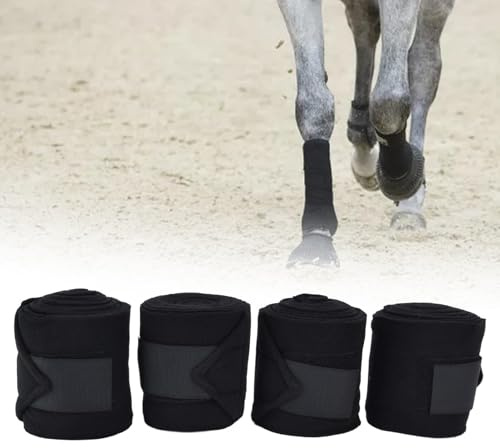 Atyhao Bende per Cavalli Bende per Gambe, Bende Stabili Fasce per Gambe Equestri per Cavalli Avvolgimenti per Stivali per Gambe di Cavallo per Cavalli Cane Mucca Gatto Esercizio (Nero)