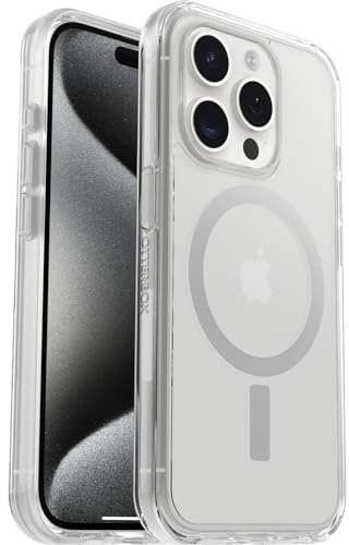 OtterBox Symmetry Clear für MagSafe transparente Hülle für iPhone 15 Pro, stoßfest, sturzsicher, schützende Hülle, 3X getestet nach Militärstandard, Transparent, Keine Einzelhandelsverpackung