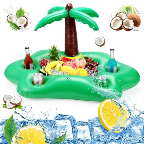 FillTouch Floating Drink Holder for Pool, Inflatable Tray,Coconut Tree