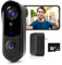 PEKNIU Doorbell Camera Wireless,NO Monthly Fee,with 32GB Memory Card, 2-Way Audio,Night Vision,Motion Detection,Alert,2.4G WiFi