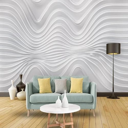 MIXUEXUNLU 3D Three-Dimensional Relief Curve Striped Mural Wallpaper for Living Room TV Background Wall Covering Photo