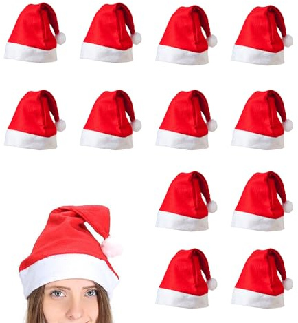 BAIYSFFG Santa Hats Christmas Hat for Adults Bulk,Father Christmas Hat Xmas Party Hats Fancy Dress Christmas Hats or Santa Claus Costume,Classic Santa Outfit for New Year Festive Party Supply (12 PCS)