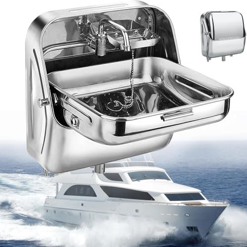 Generico Lavello a Parete per Camper, lavello per Camper, lavello Quadrato a Una Vasca Montato a Parete, lavello Pieghevole in Acciaio Inox, con Rubinetto Curvo, lavabo Multifunzionale per Bar, Food