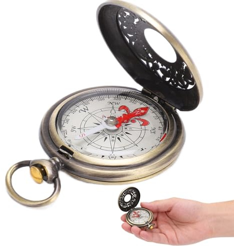 CYSFETENA Kompass Wandern aus Messing, Outdoor-Kompass Camping Navigationswerkzeug, 360° Navigation Taschenkompass für Kinder und Erwachsene Outdoor und Abenteuer